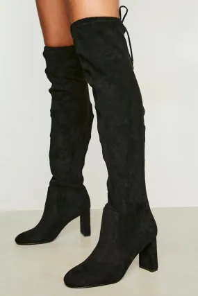 Flat Heel Round Over The Knee Stretch Boots