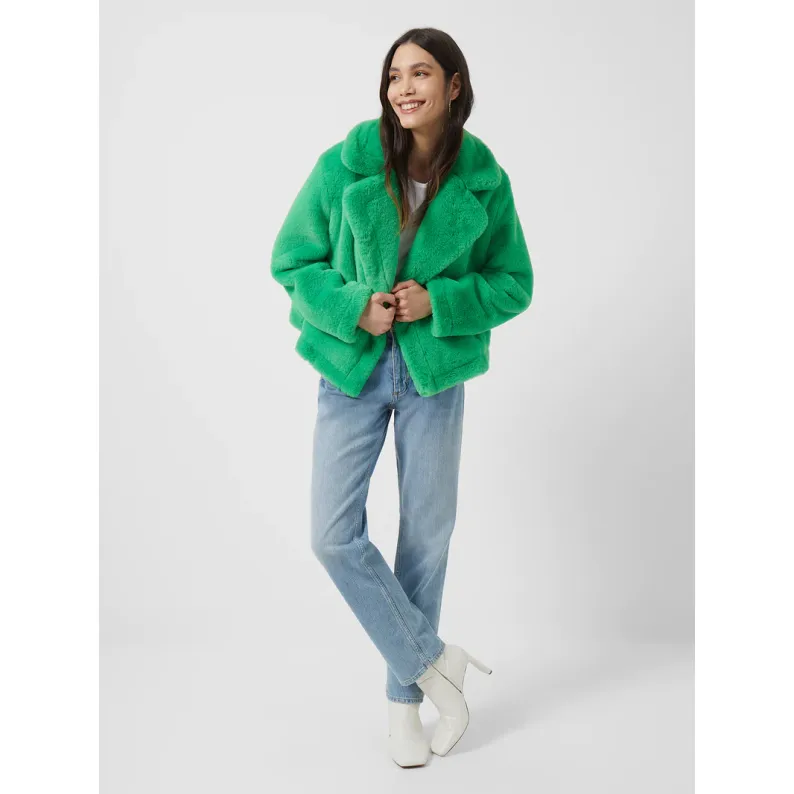 French Connection Buouna Recycled Faux Fur Short Coat 70TAI - Island Green