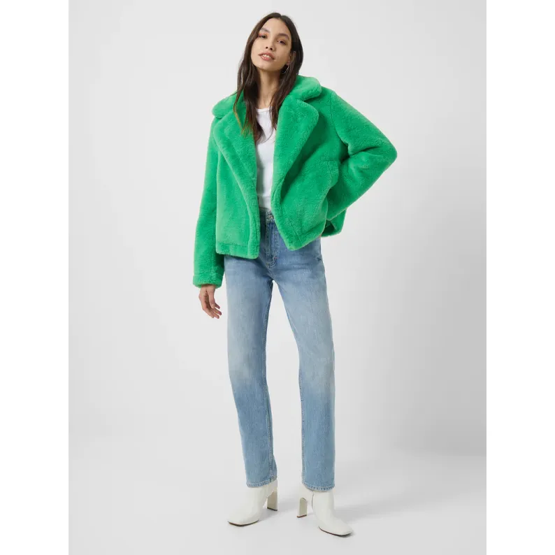 French Connection Buouna Recycled Faux Fur Short Coat 70TAI - Island Green