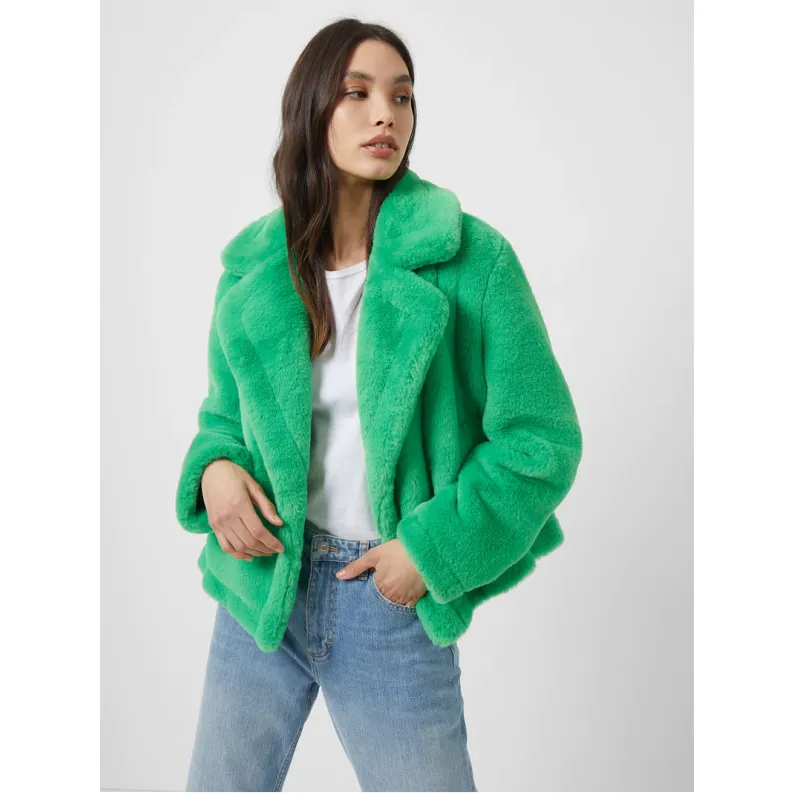 French Connection Buouna Recycled Faux Fur Short Coat 70TAI - Island Green