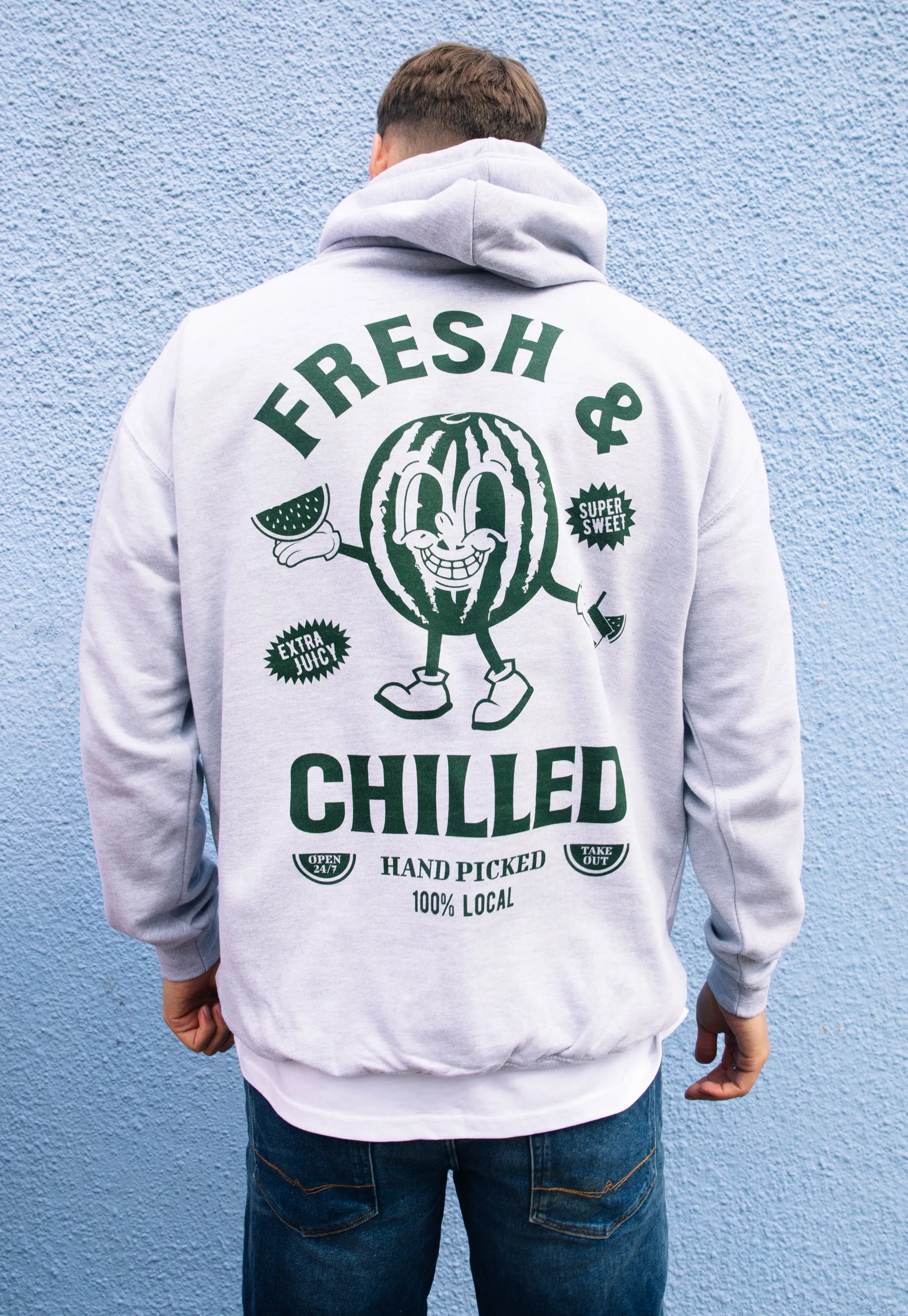 Fresh and Chilled Watermelon Hoodie In Grey