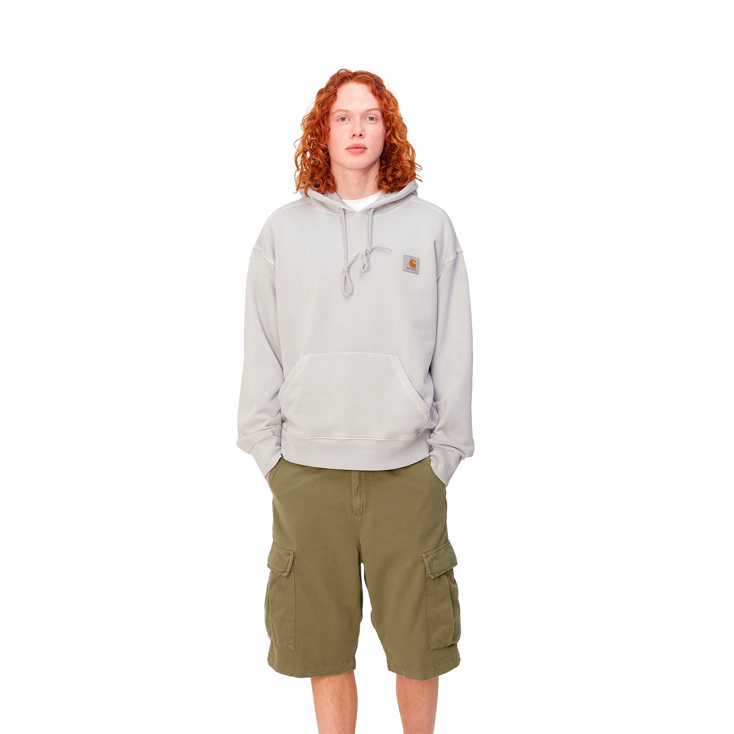 HOODED NELSON SWEAT SONIC SILVER GARMENT DYED