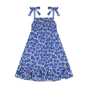 India Shoulder Tie Sundress Blue Poppy