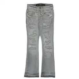 Kids Jordan Craig Stacked With Shreds Jeans (Arctic Grey) JTF206K