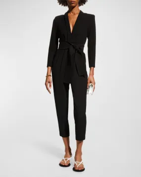 Kieran Belted Long-Sleeve Jumpsuit