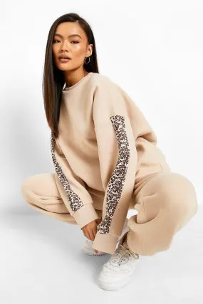 Leopard Side Color Block Sweater Tracksuit