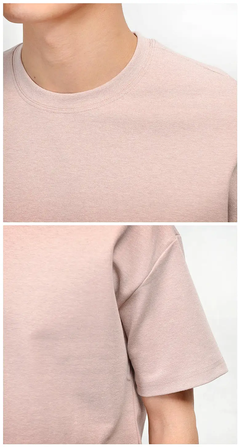 Light Pink Premium Short Sleeved T-Shirts Mens Tencel Loose Fit Tees