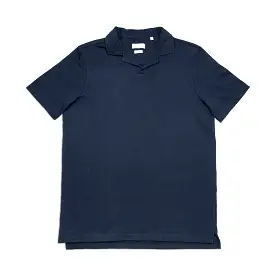 Loran short-sleeved polo in heavy-cotton jersey (dark blue)