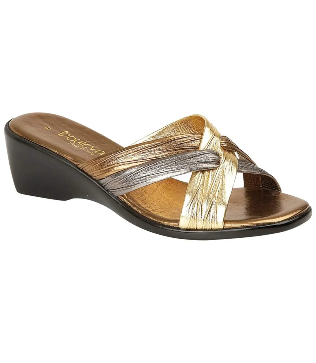 Lucia Womens/Ladies X Over Mule Sandals (Bronze/Pewter/Gold) - UTDF217