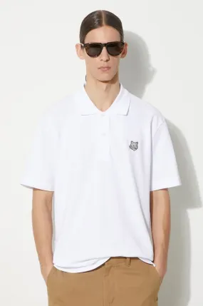 Maison Kitsuné cotton polo shirt Bold Fox Head Patch Comfort Polo white color smooth MM00207KJ7010