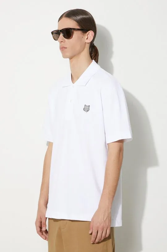 Maison Kitsuné cotton polo shirt Bold Fox Head Patch Comfort Polo white color smooth MM00207KJ7010