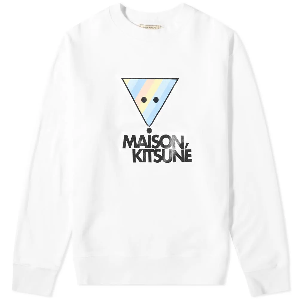 Maison Kitsuné Rainbow Triangle Fox Crew SweatOff White