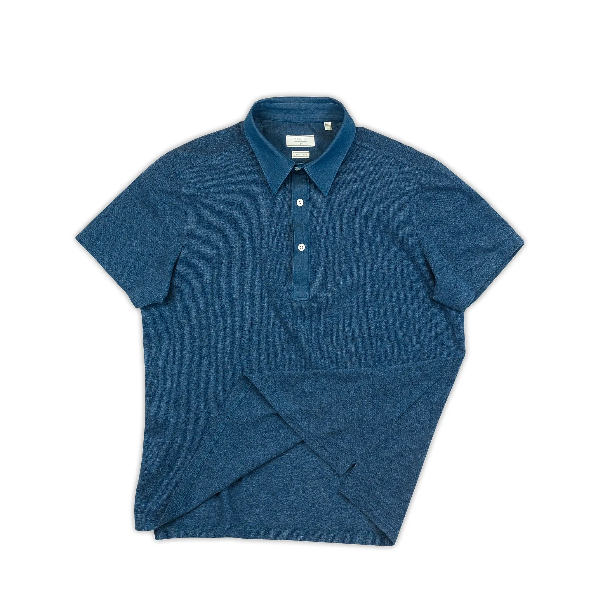 Mathieu short-sleeved polo in basic denim pique (ocean blue)