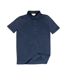 Matteo short-sleeved knitted polo with shirt popeline collar (Linen)