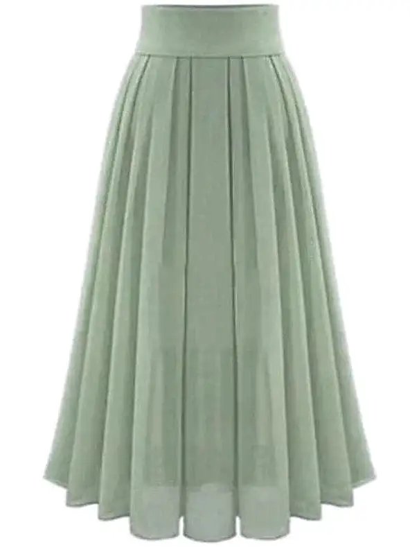 Maxi Chiffon Satin Pleated Patchwork Women's Skirt