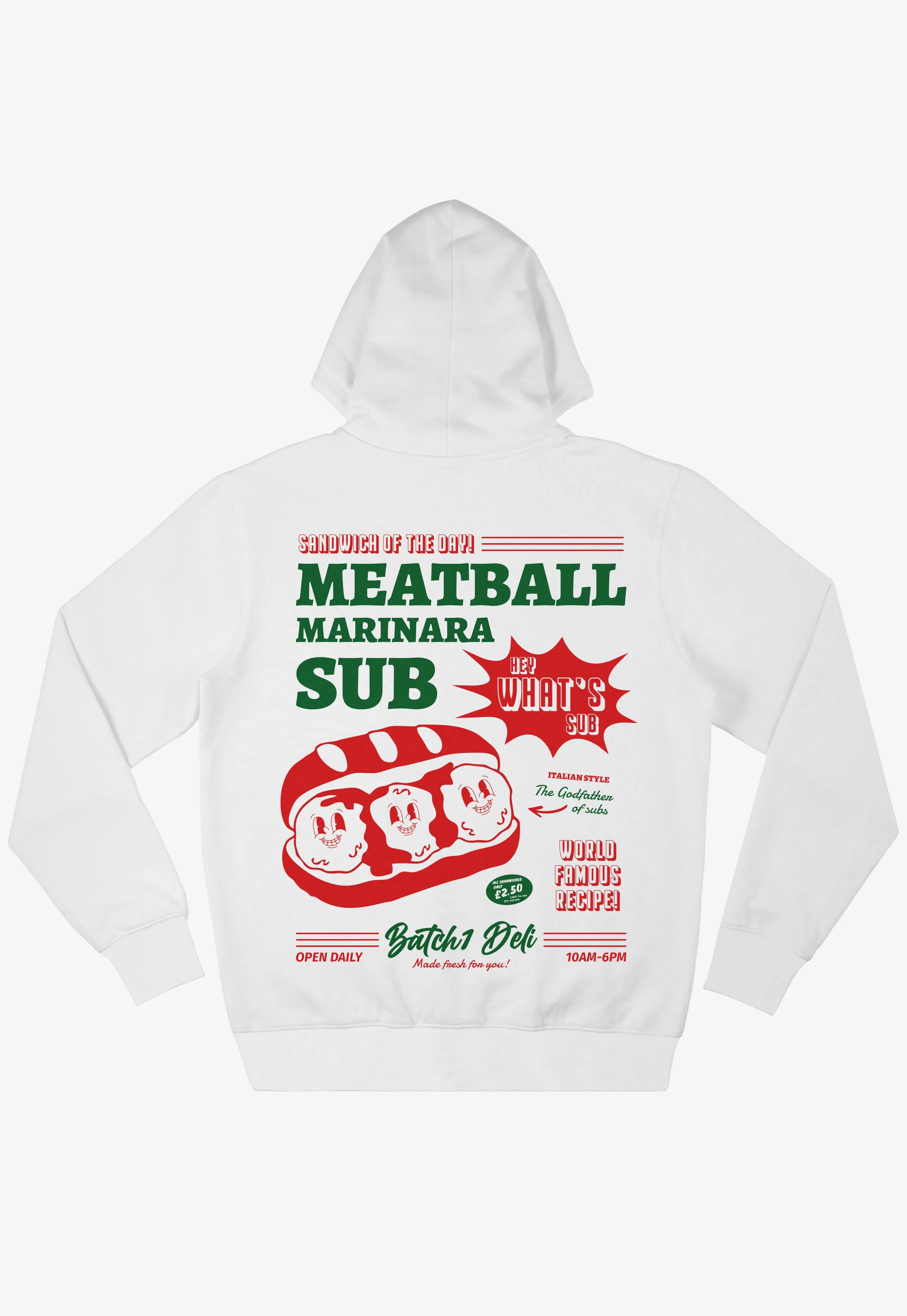 Meatball Marinara Sub Hoodie In White