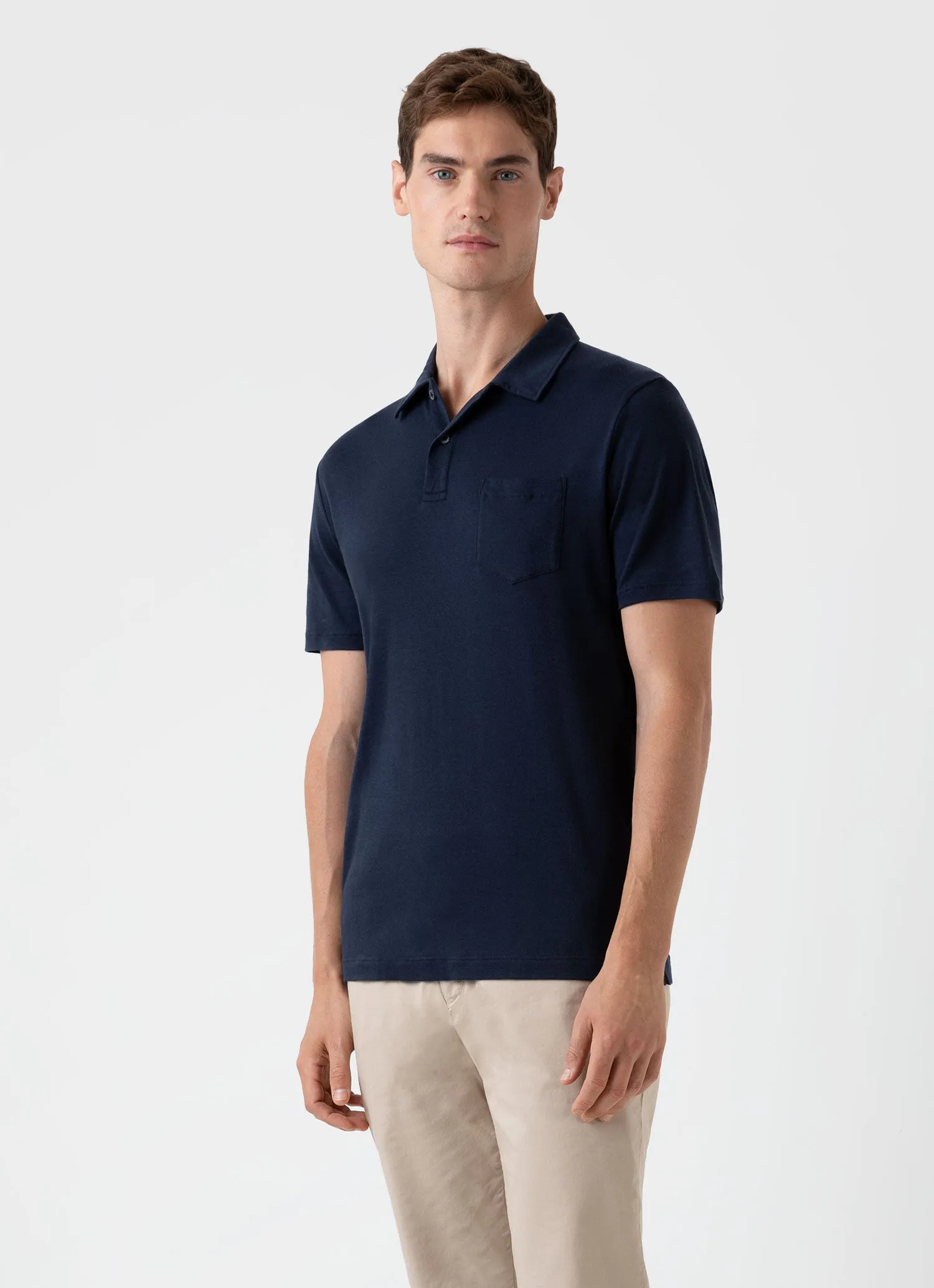 Men's Sea Island Cotton Riviera Polo Shirt in Navy