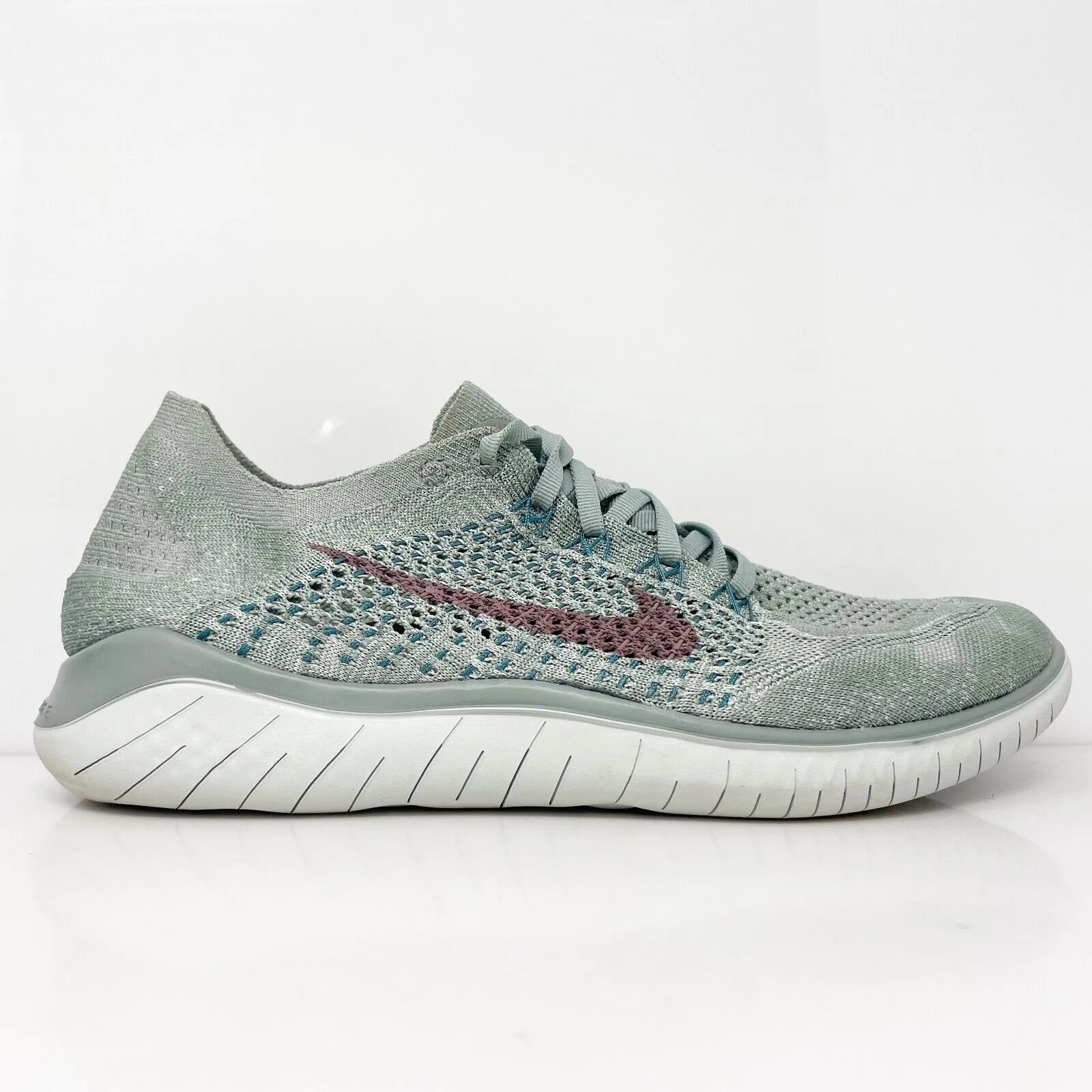 Nike Womens Free Rn Flyknit 942839-300 Gray Running Shoes Sneakers Size 11