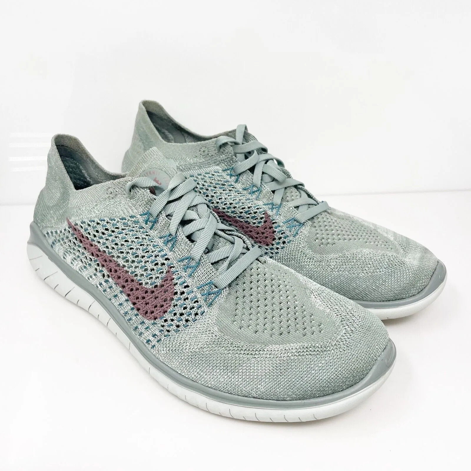 Nike Womens Free Rn Flyknit 942839-300 Gray Running Shoes Sneakers Size 11