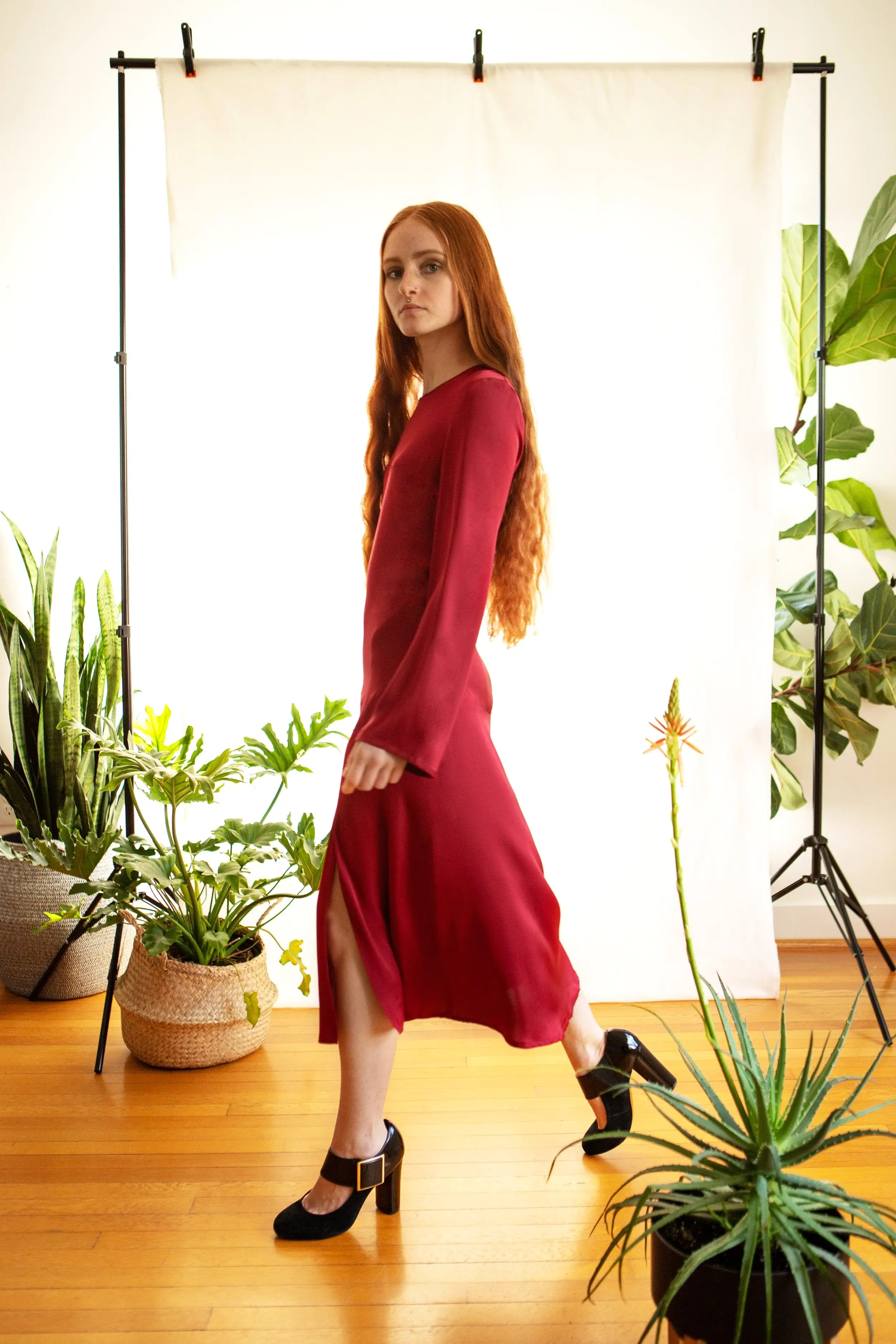 Nina Dress / Scarlet Red Silk