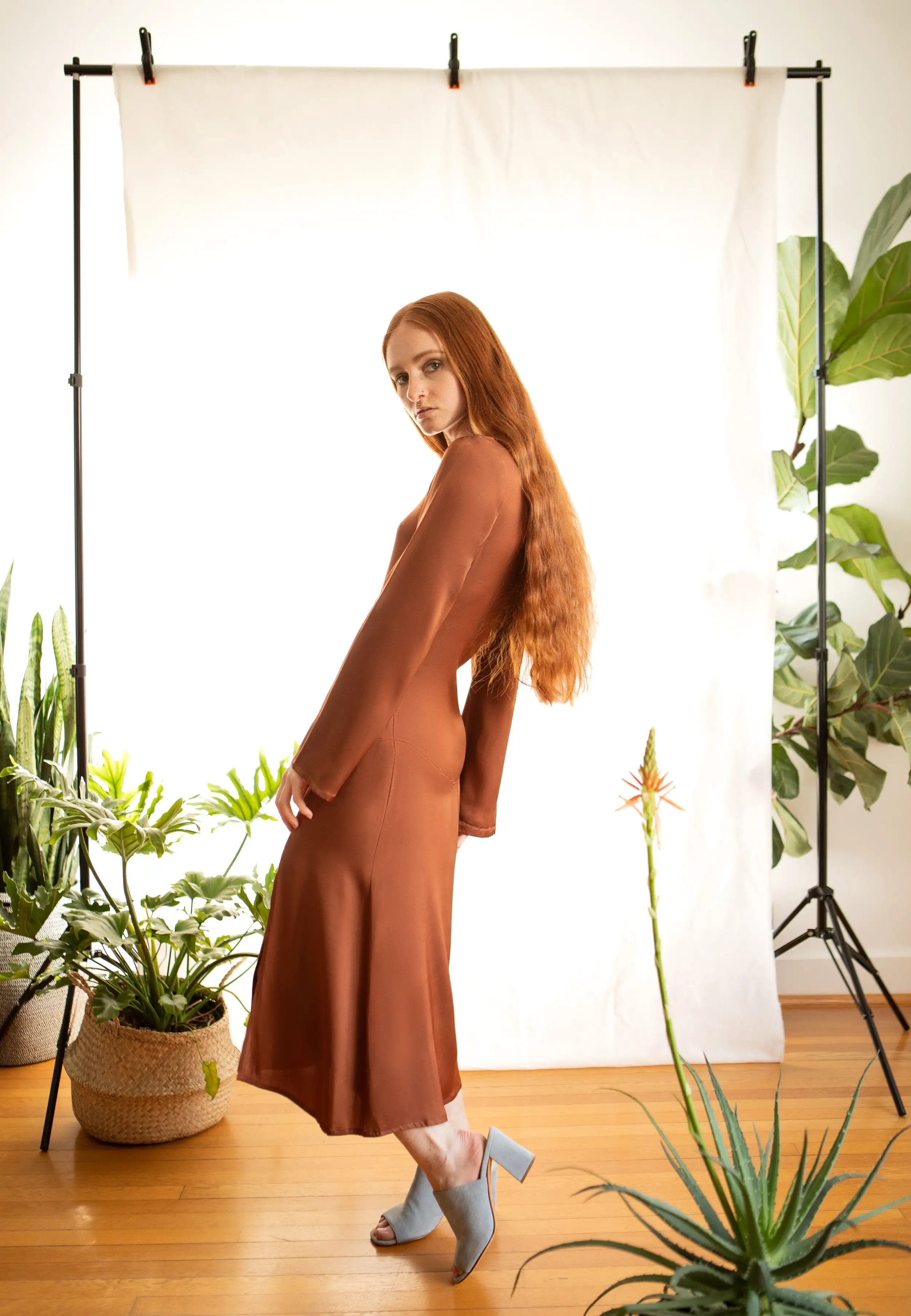 Nina Dress / Sugar Almond Brown Silk