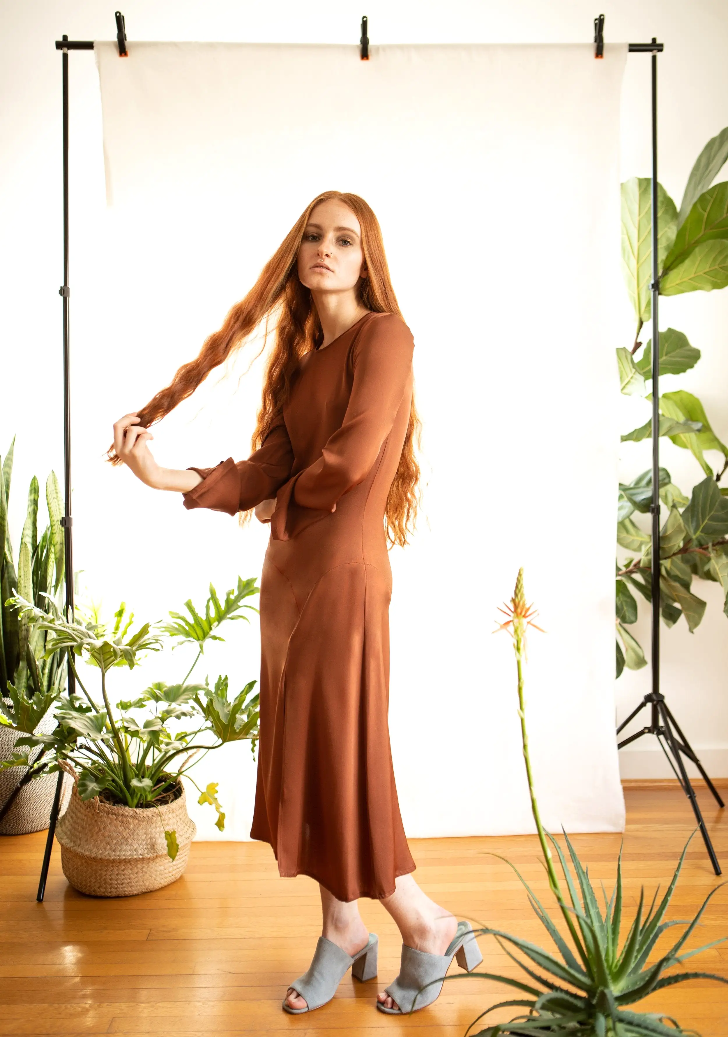 Nina Dress / Sugar Almond Brown Silk