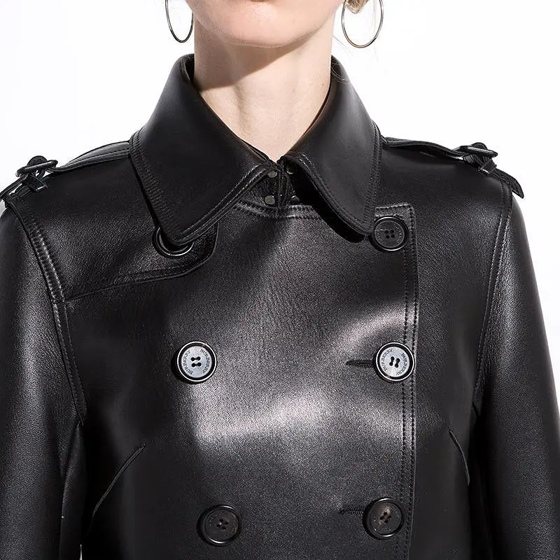 NYC Leather Trench Coat For Women