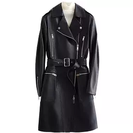 NYC Leather Trench Coat For Women