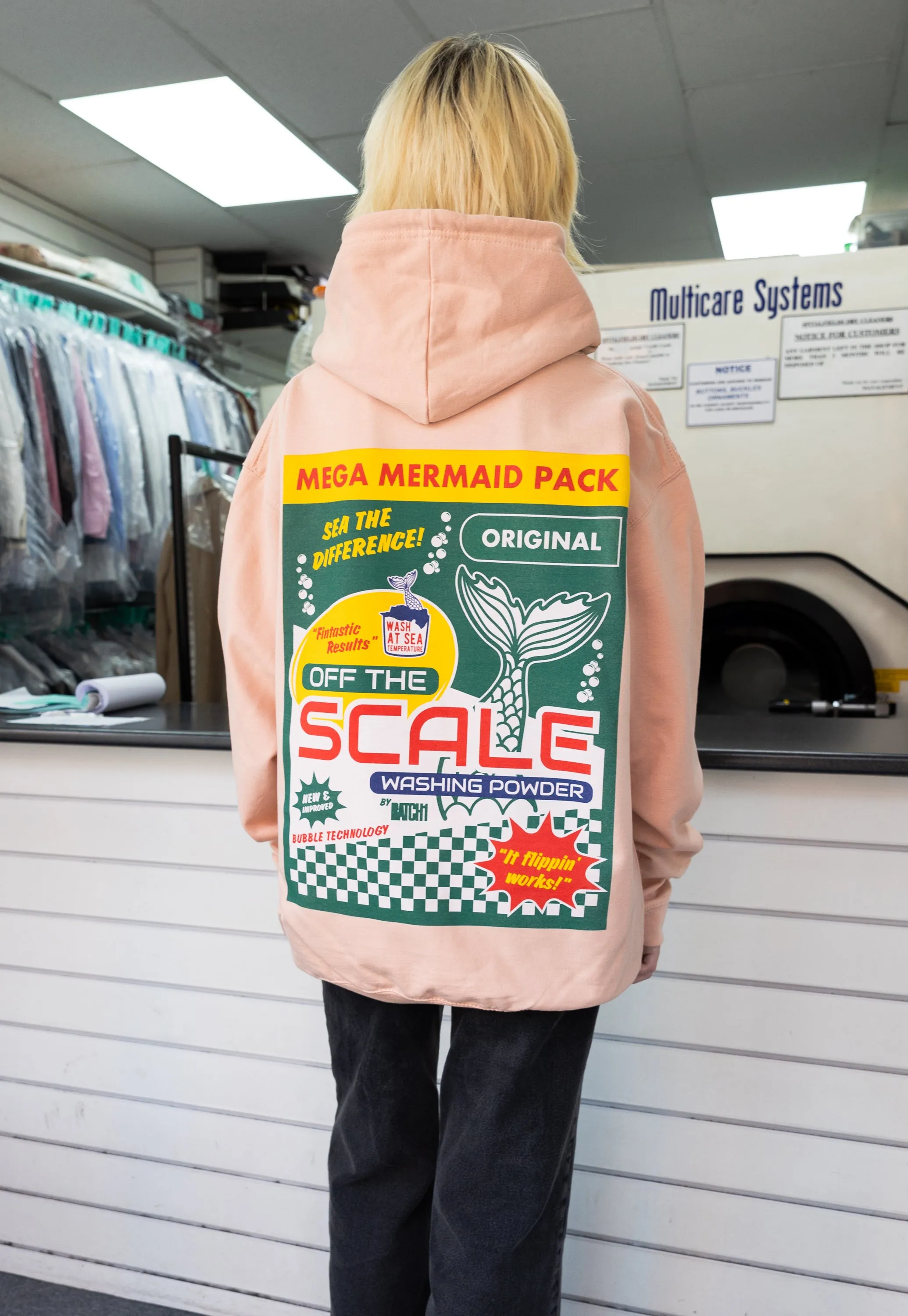 Off the Scale Mermaid Washing Powder Peach Hoodie