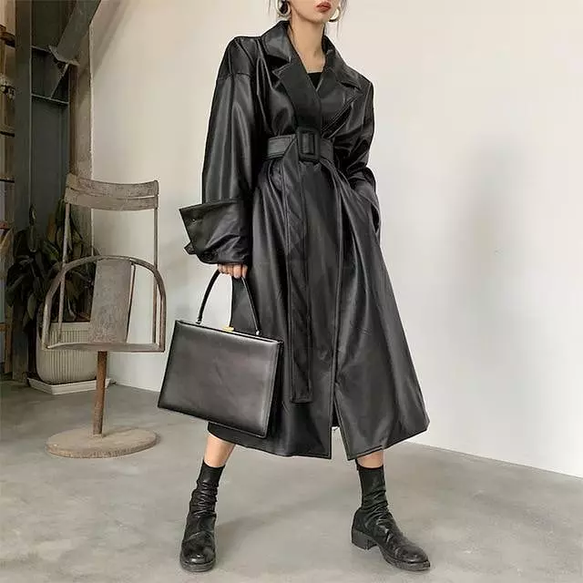 Oversized Trench Coat For Women, Black