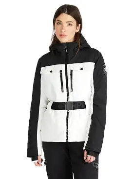 Pajar Womens Gabbi Belted Ski Jacket with Fixed Hood - WHITE