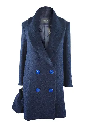 PAPER LONDON Blue Wool Rainbow Coat (UK 10)