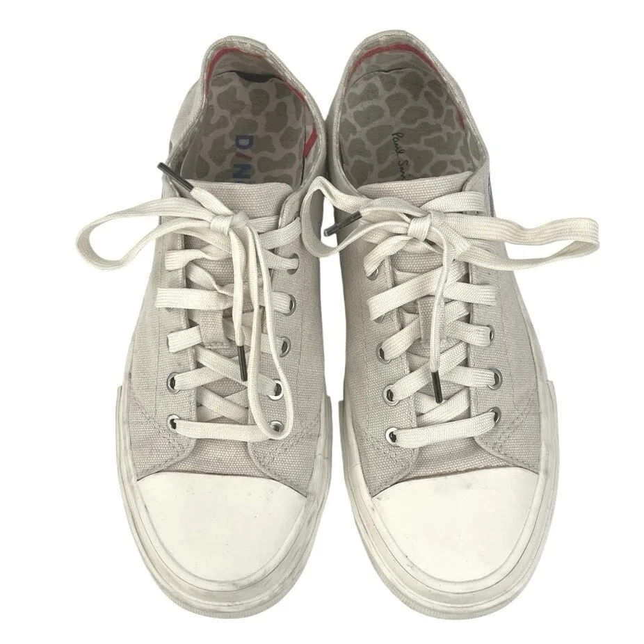 Paul Smith Dino Womens White Cream Canvas Low Top Lace Up Sneakers Shoes Size 7