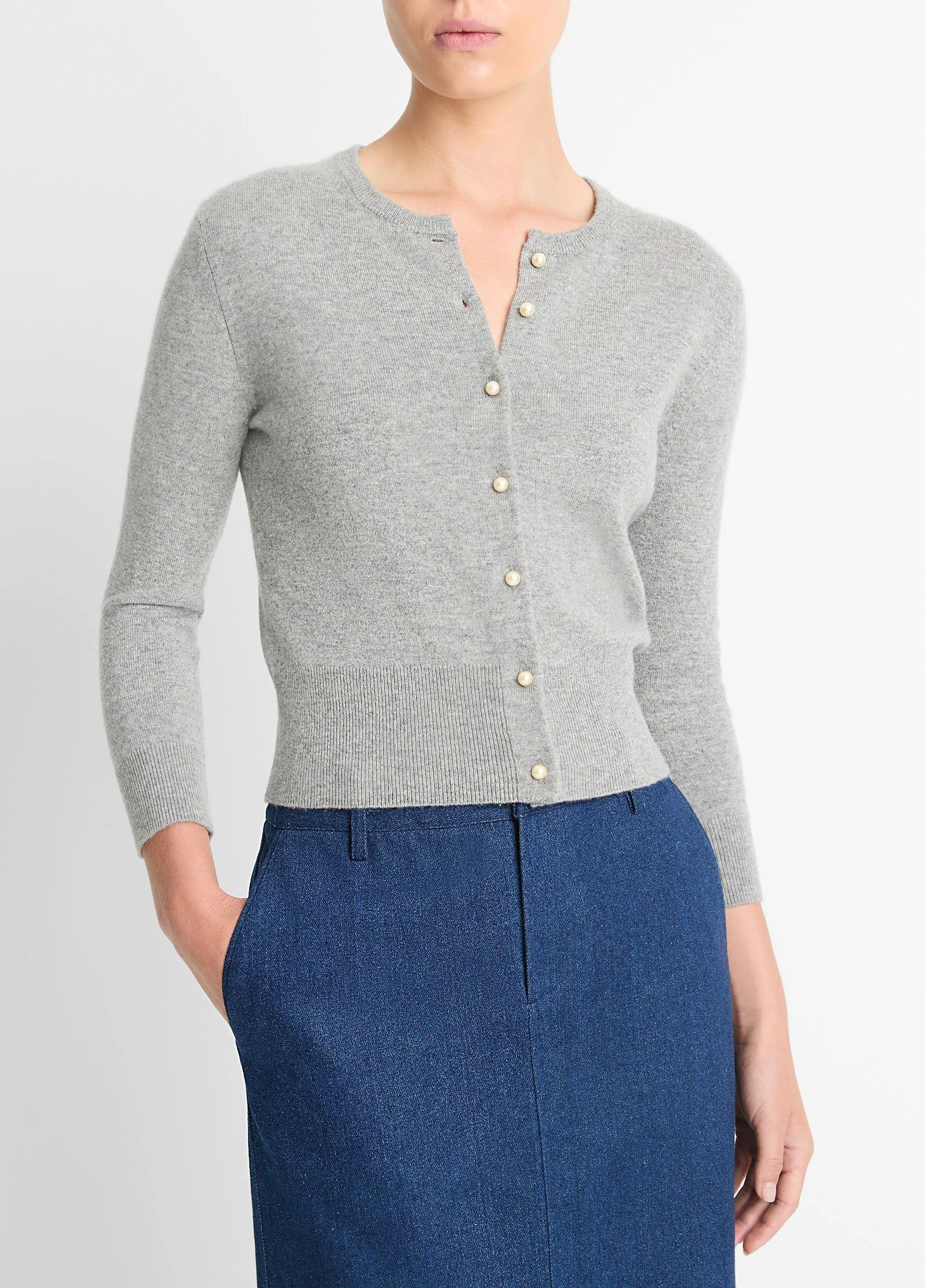 Pearl-Button Wool-Blend Cardigan