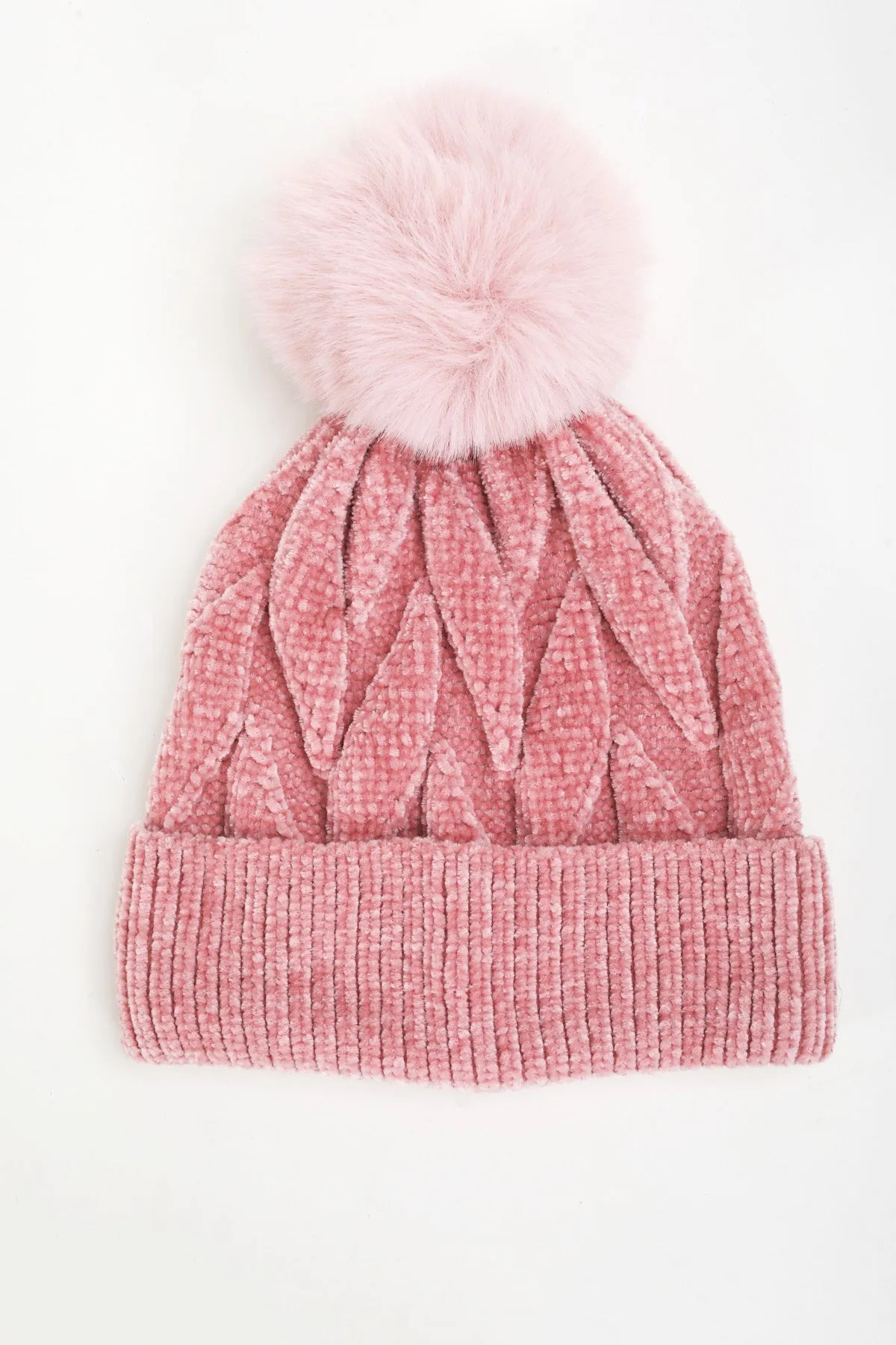 Pink Beanie Hat & Pom Pom Set