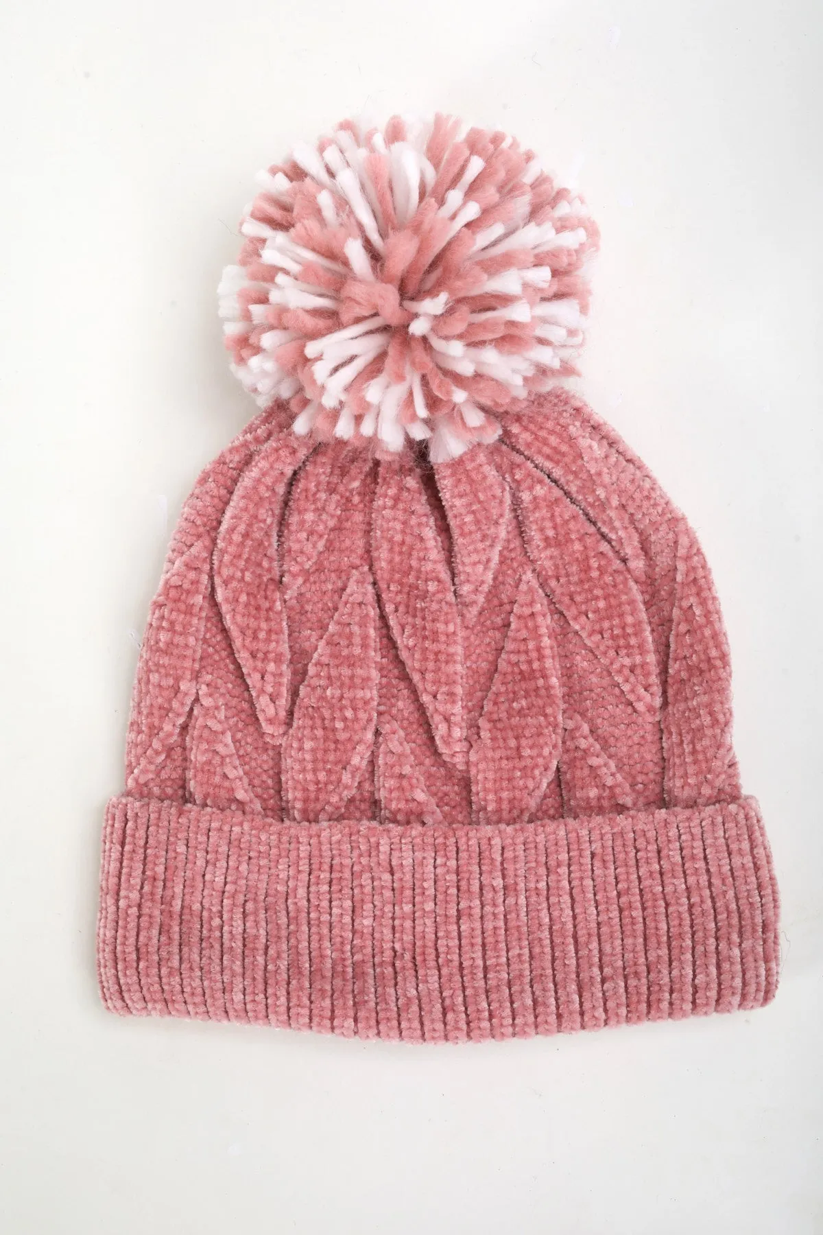 Pink Beanie Hat & Pom Pom Set