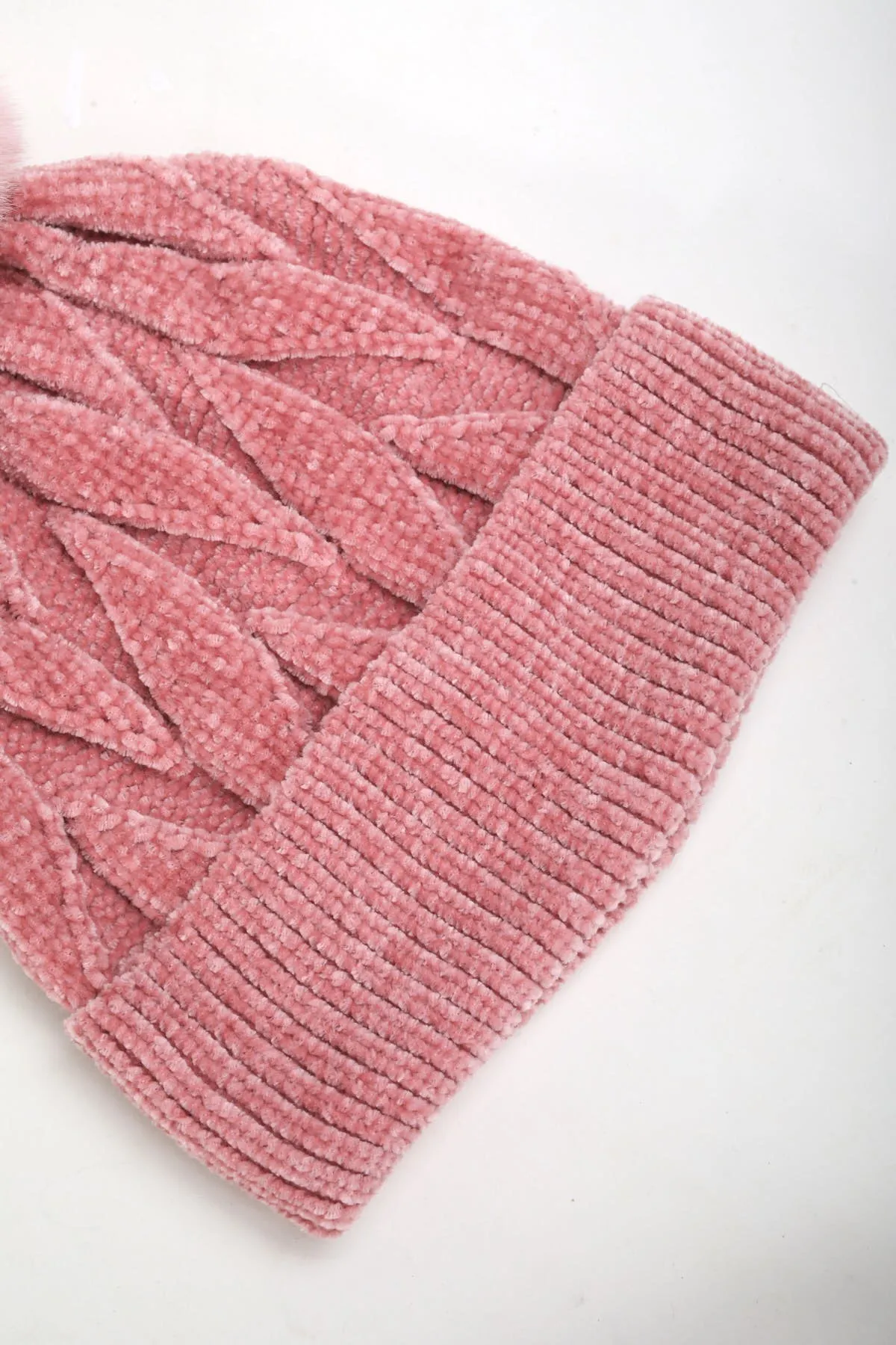 Pink Beanie Hat & Pom Pom Set