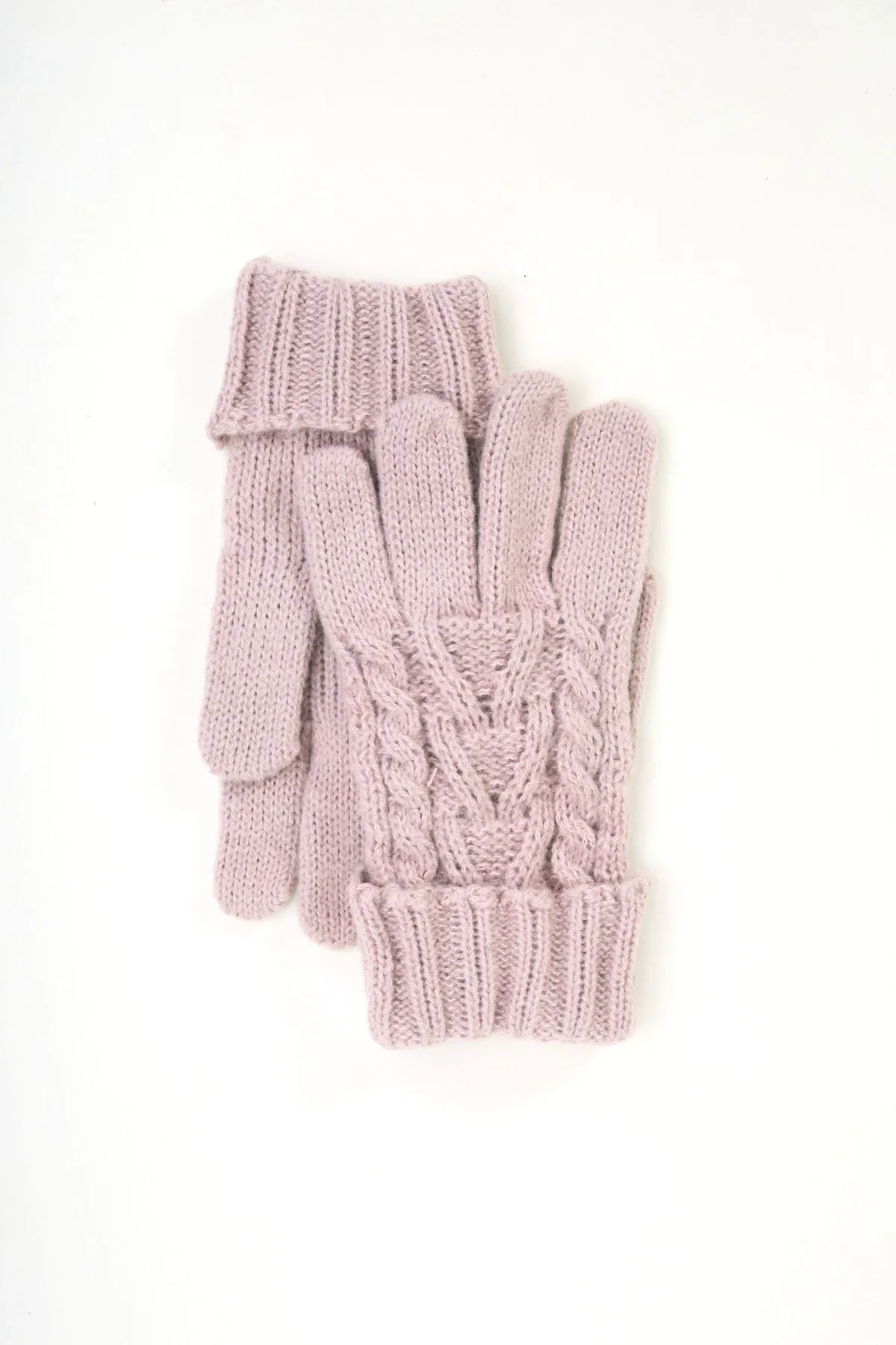 Pink Cable Knit Beanie & Glove Gift Set