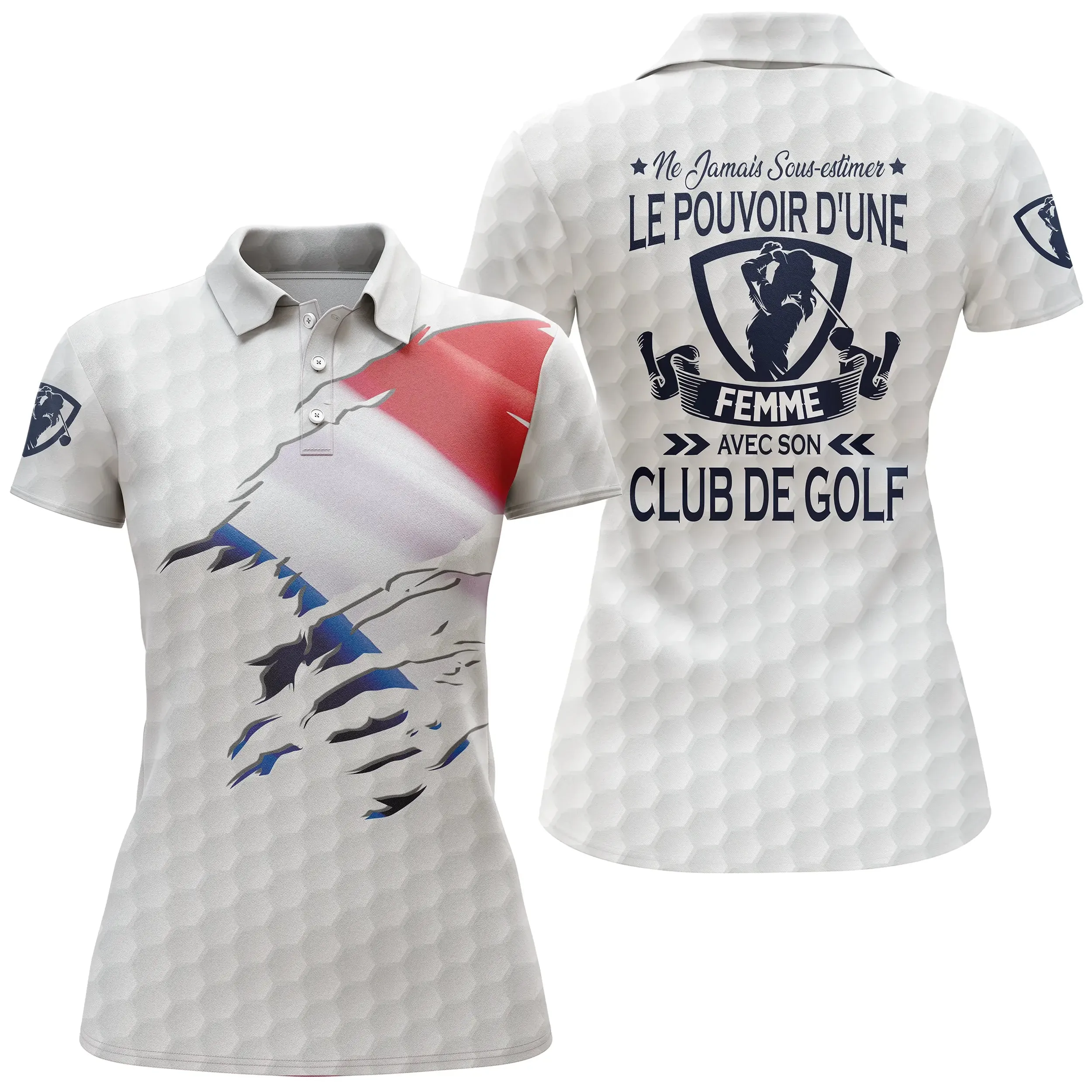 Polo de Golf, Idée Cadeau Humour Golfeur, Golfeuse, Ne Jamais Sous-Estimer Le Pouvoir d'un Homme, d'une Femme Avec son Club De G