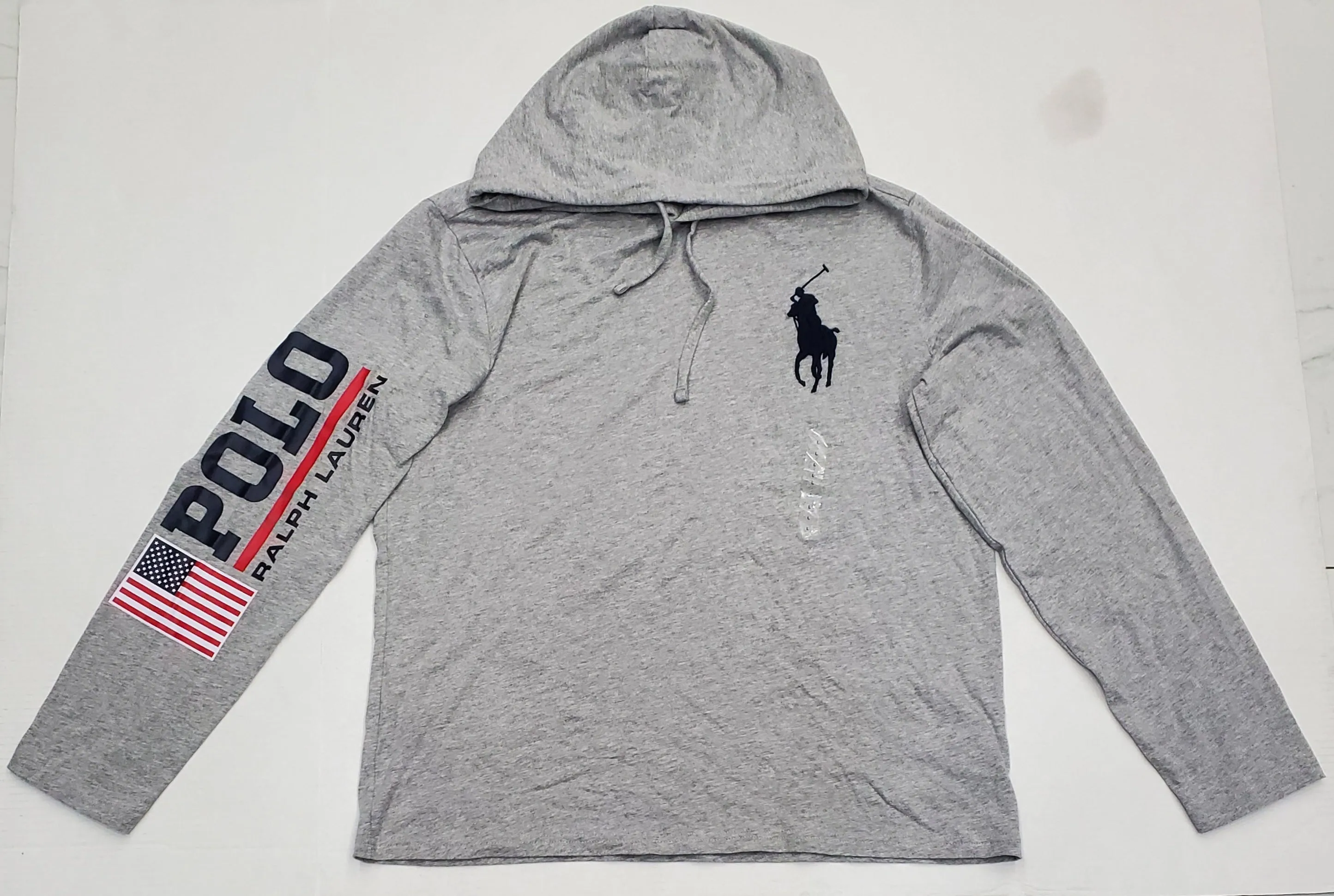 Polo Ralph Lauren Grey Long Sleeve Big Pony Hoodie Tee