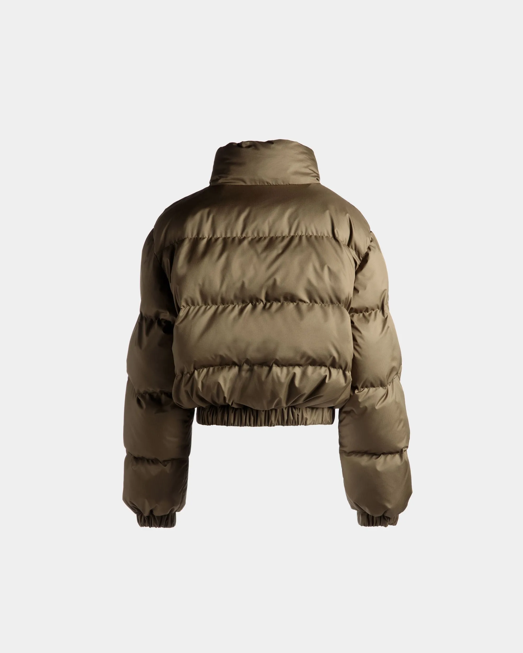 Puffer Jacket In Olive Green Nylon