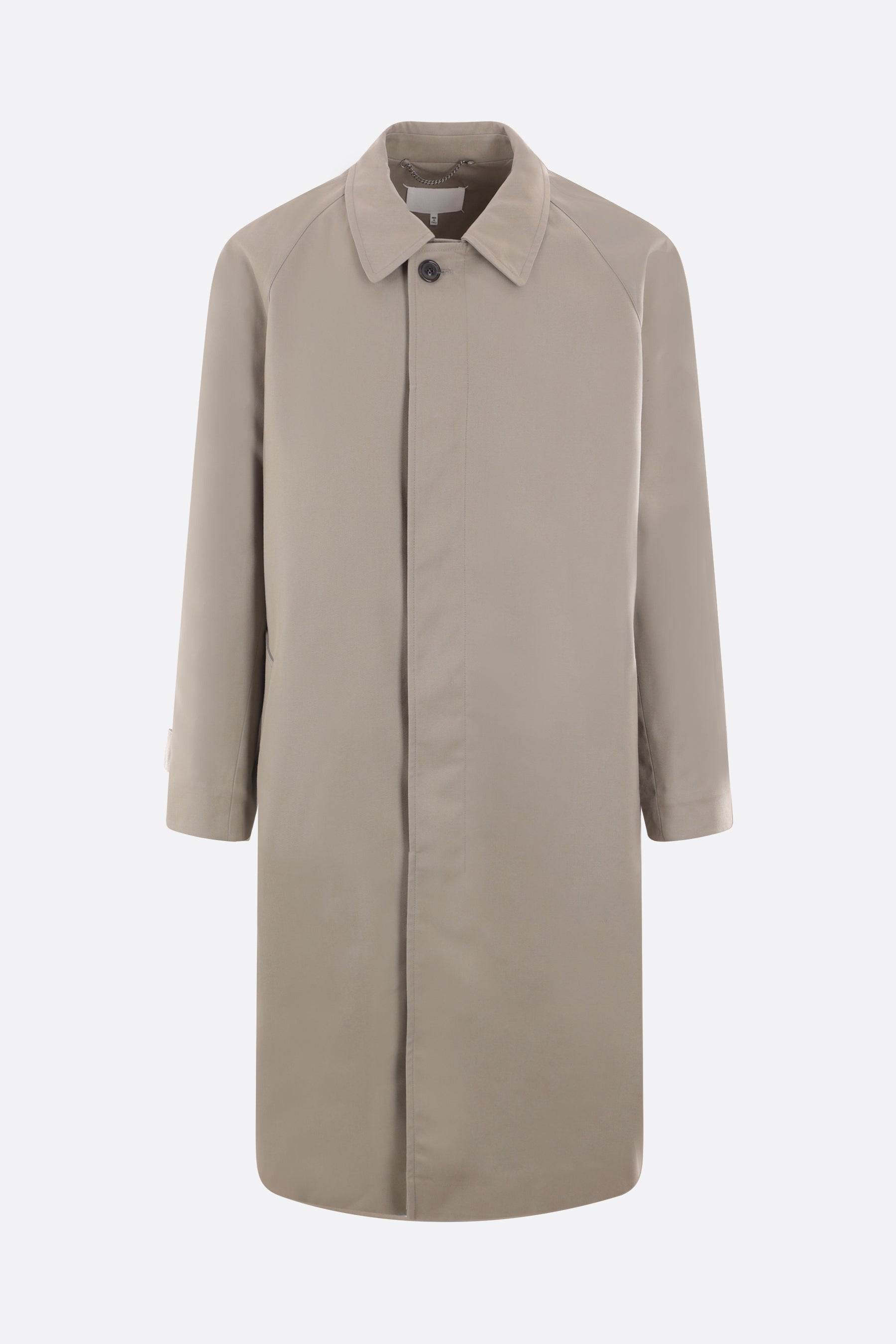 single-breasted gabardine trench coat