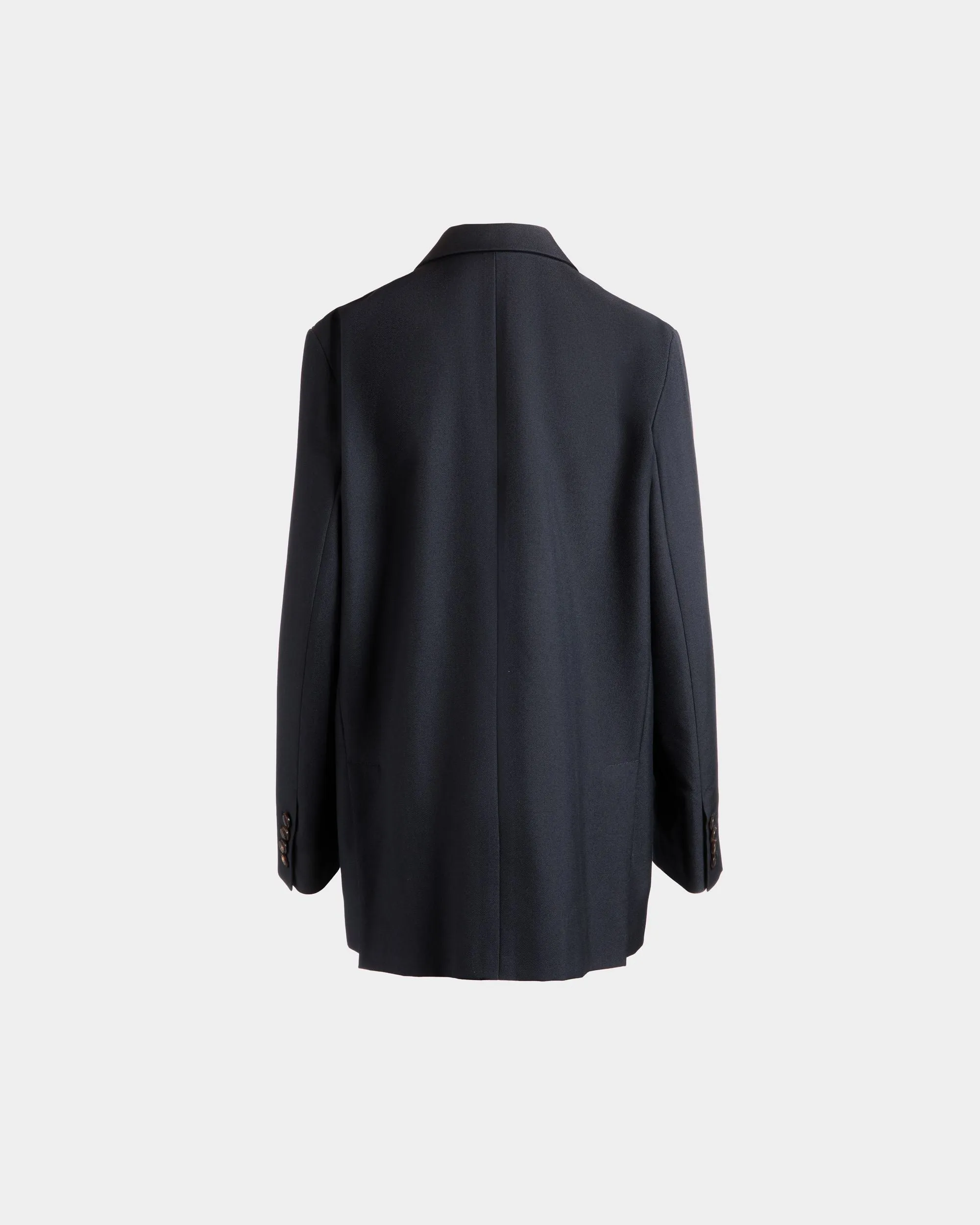 Single-breasted Jacket in Navy Blue Wool Blend 