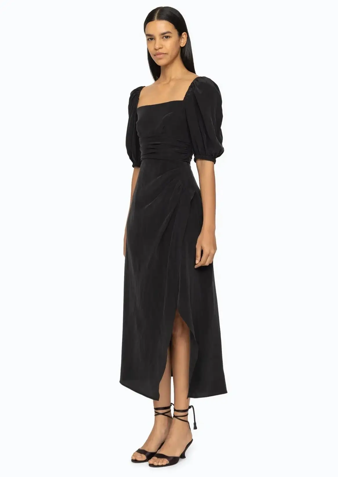 Siya Silk Puff Sleeve Dress