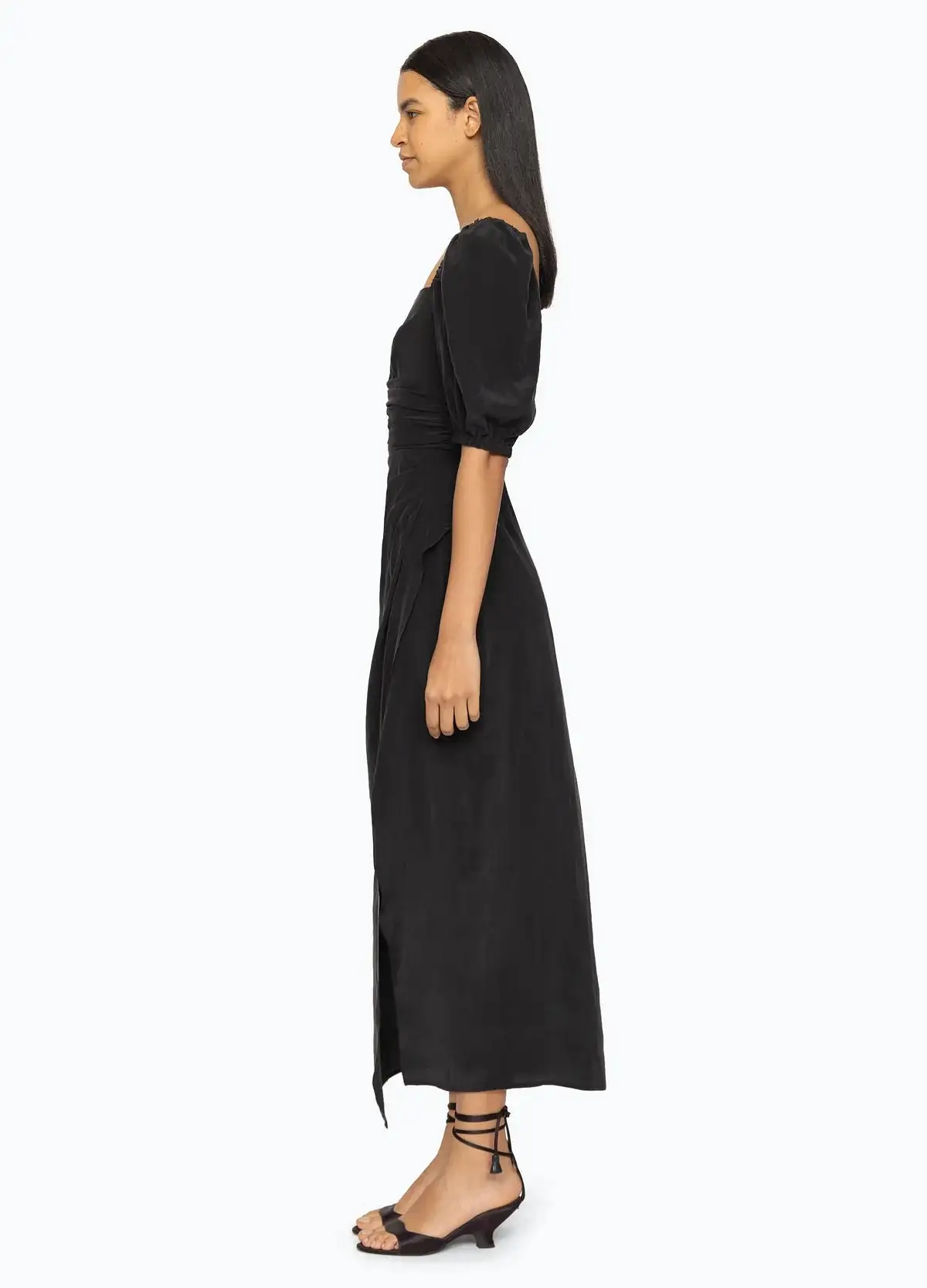 Siya Silk Puff Sleeve Dress