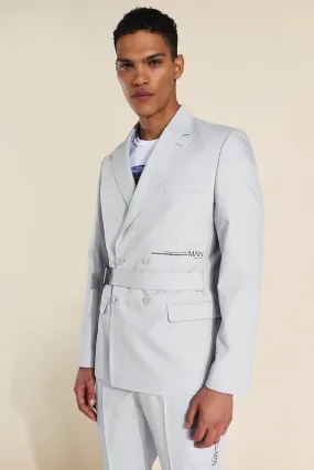 Slim Belted Double Breasted Suit Jacket | boohooMAN UK