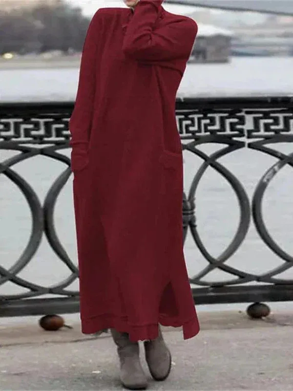 Trendy Women's Maxi Long Sweatshirt Dress