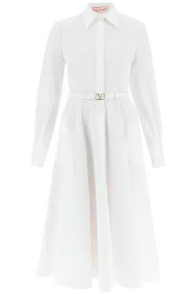 Valentino-Belted Long-Sleeved Midi Dress