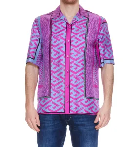 Versace Greca Printed Short-Sleeved Shirt