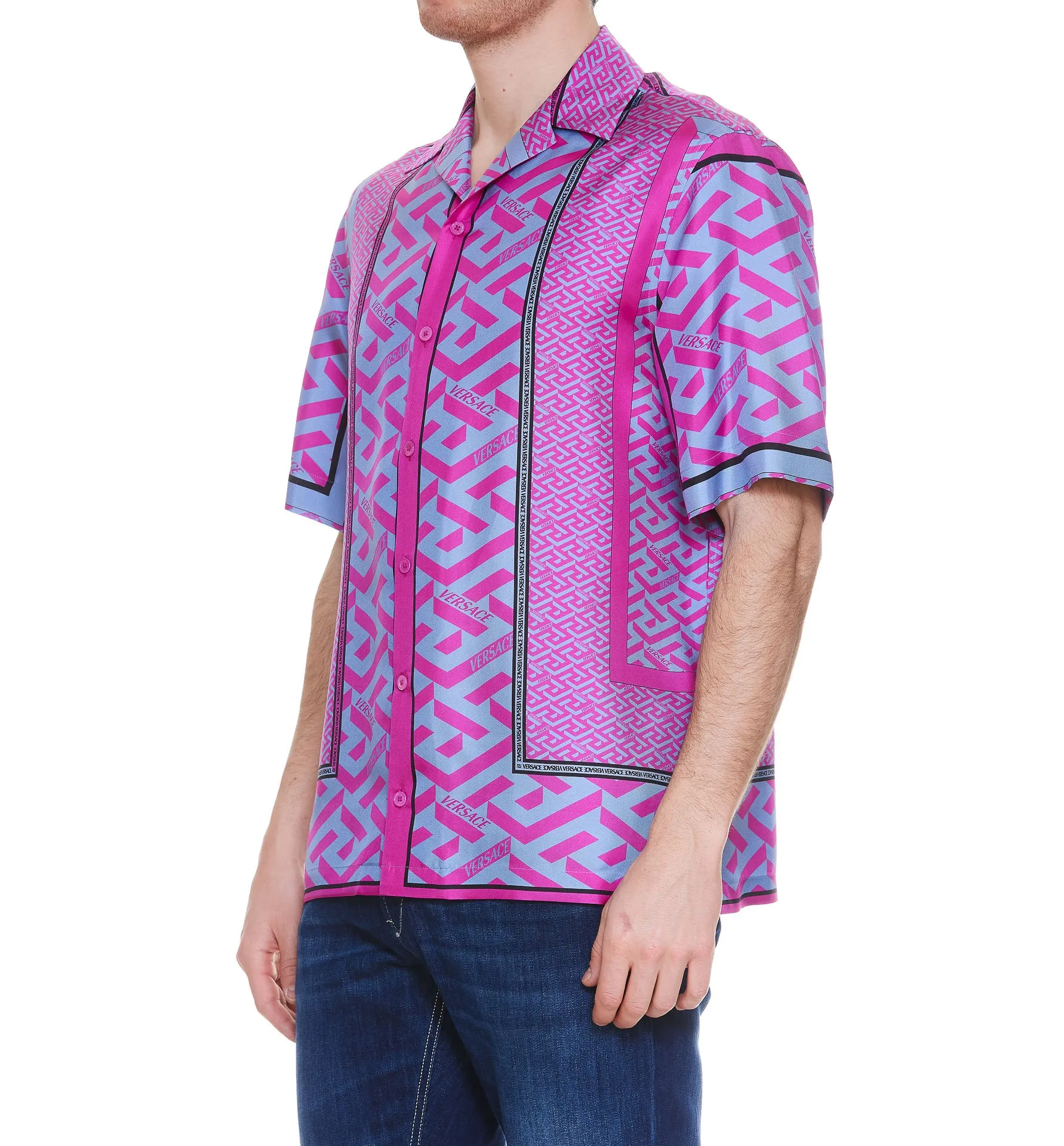 Versace Greca Printed Short-Sleeved Shirt